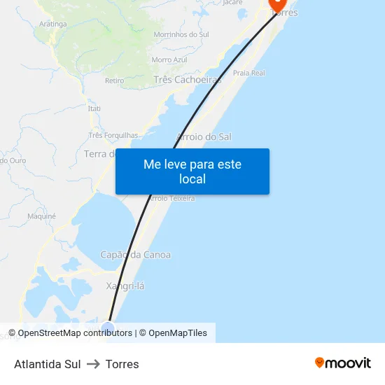 Atlantida Sul to Torres map