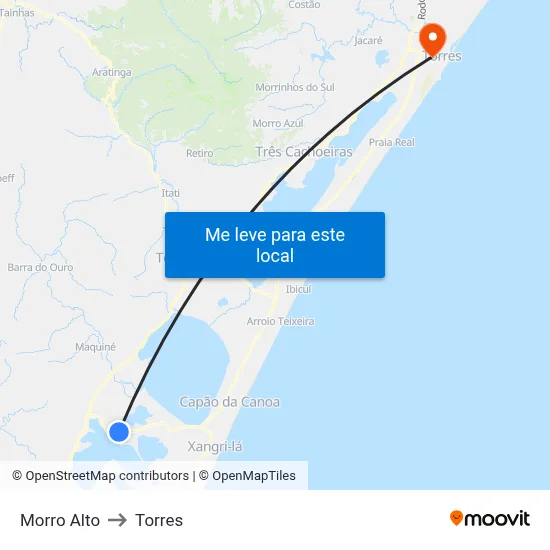 Morro Alto to Torres map