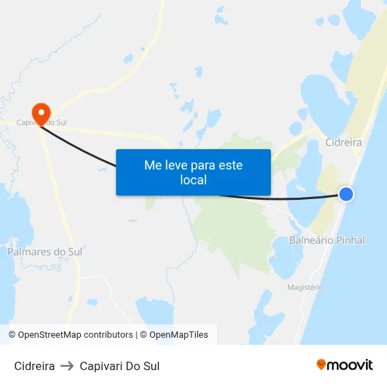 Cidreira to Capivari Do Sul map