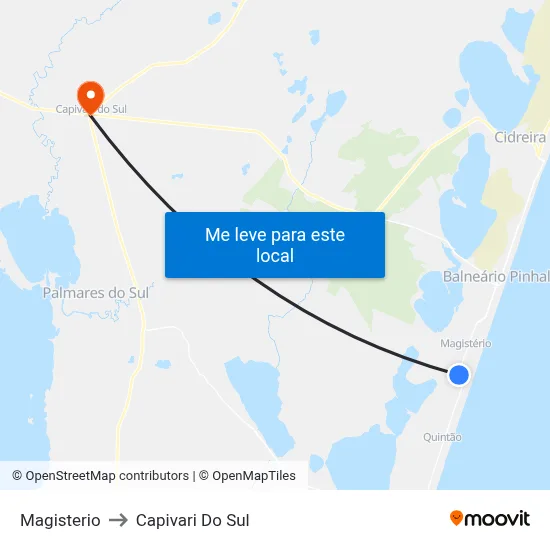 Magisterio to Capivari Do Sul map
