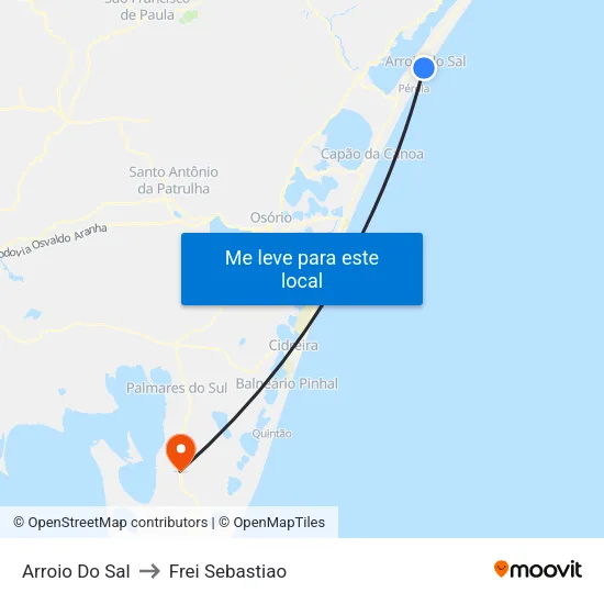 Arroio Do Sal to Frei Sebastiao map