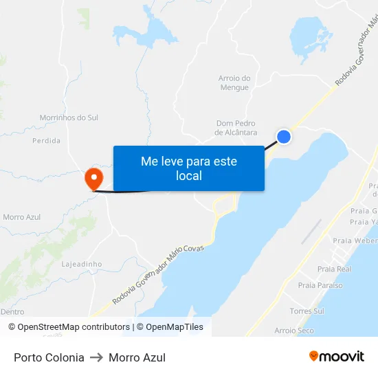Porto Colonia to Morro Azul map