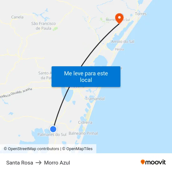 Santa Rosa to Morro Azul map