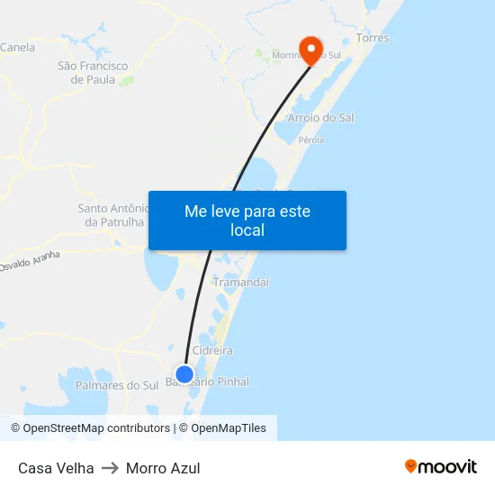 Casa Velha to Morro Azul map
