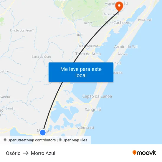 Osório to Morro Azul map