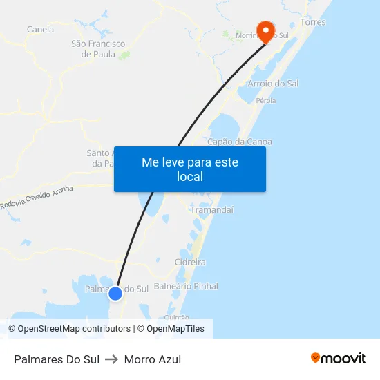 Palmares Do Sul to Morro Azul map