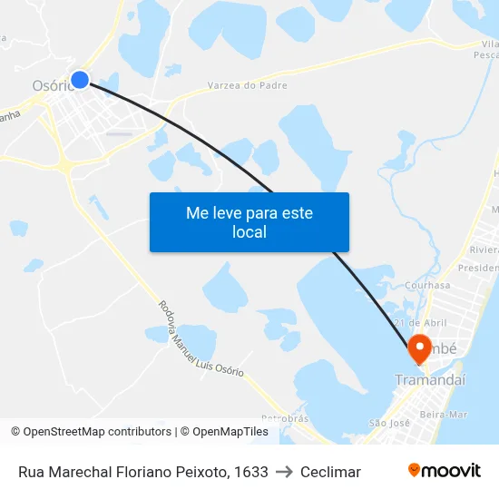Rua Marechal Floriano Peixoto, 1633 to Ceclimar map
