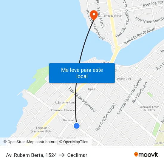 Av. Rubem Berta, 1524 to Ceclimar map