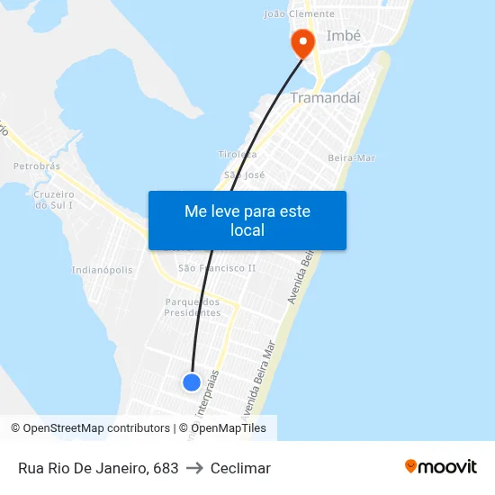 Rua Rio De Janeiro, 683 to Ceclimar map