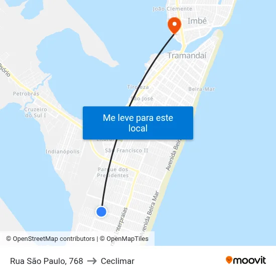 Rua São Paulo, 768 to Ceclimar map