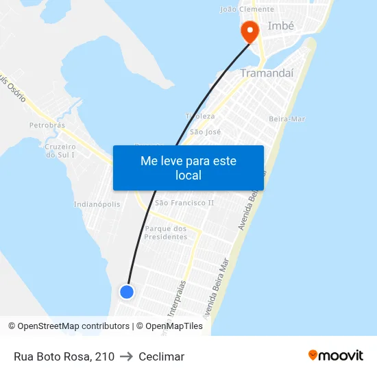 Rua Boto Rosa, 210 to Ceclimar map