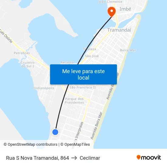 Rua S Nova Tramandai, 864 to Ceclimar map