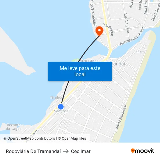 Rodoviária De Tramandaí to Ceclimar map