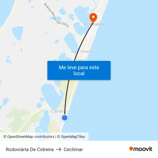Rodoviária De Cidreira to Ceclimar map