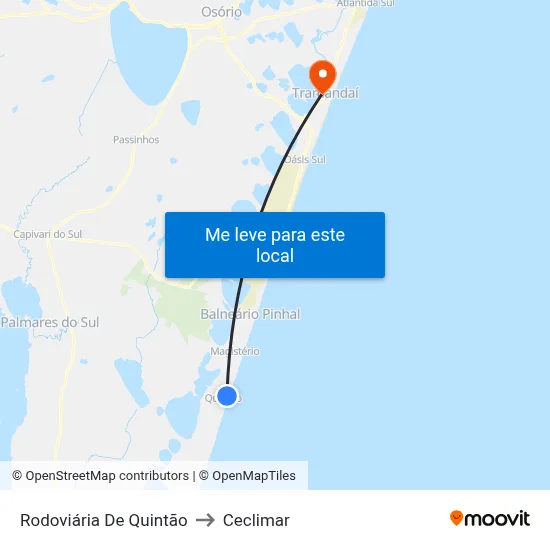 Rodoviária De Quintão to Ceclimar map