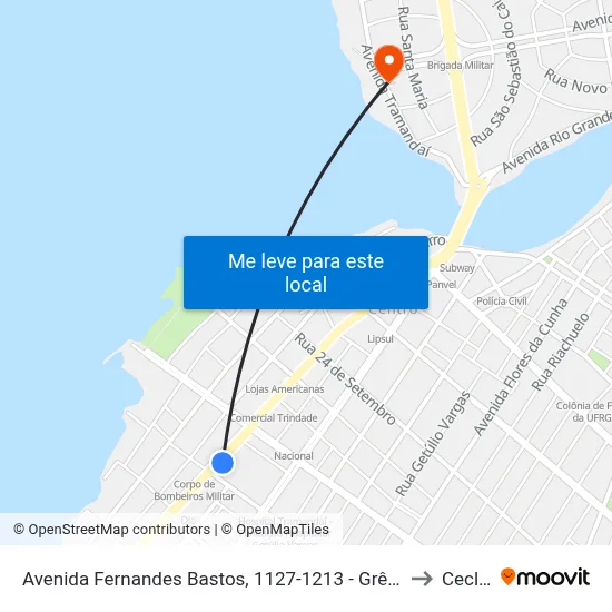 Avenida Fernandes Bastos, 1127-1213 - Grêmio Esportivo Beira Mar to Ceclimar map