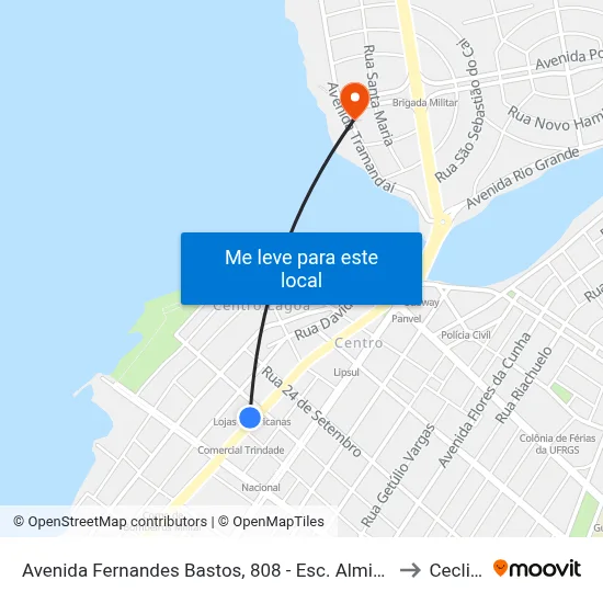 Avenida Fernandes Bastos, 808 - Esc. Almirante Tamandaré to Ceclimar map