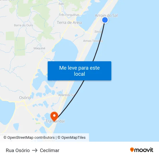 Rua Osório to Ceclimar map