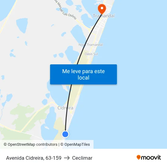Avenida Cidreira, 63-159 to Ceclimar map