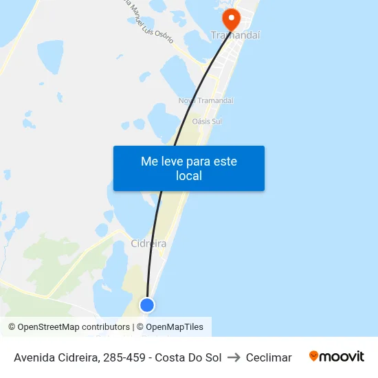 Avenida Cidreira, 285-459 - Costa Do Sol to Ceclimar map