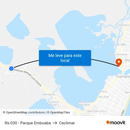 Rs-030 - Parque Emboaba to Ceclimar map