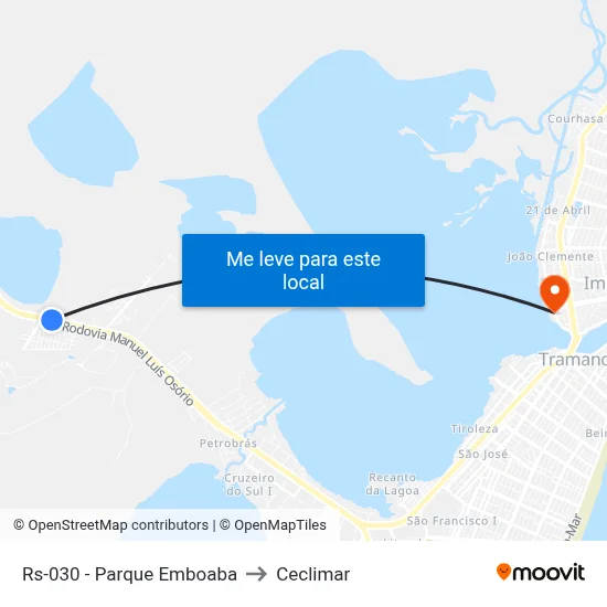 Rs-030 - Parque Emboaba to Ceclimar map
