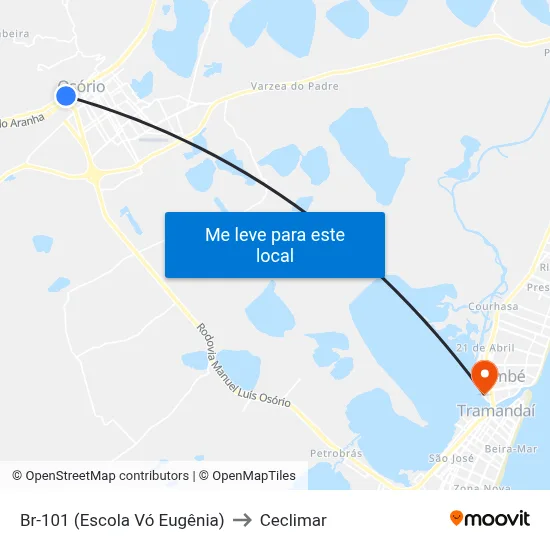 Br-101 (Escola Vó Eugênia) to Ceclimar map