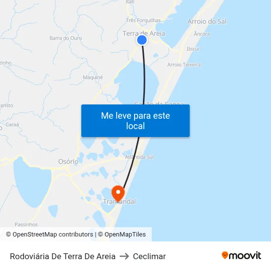 Rodoviária De Terra De Areia to Ceclimar map