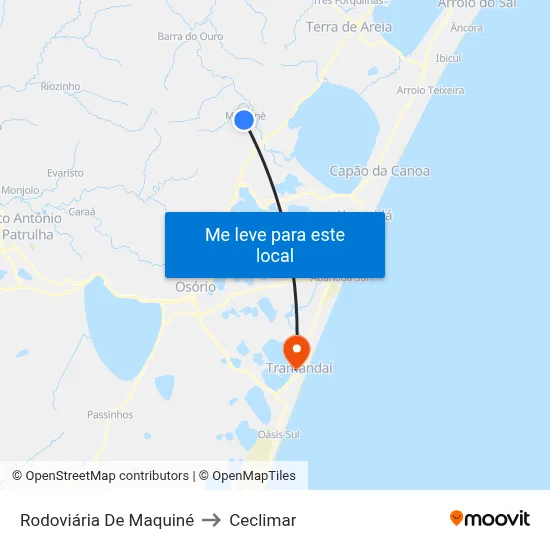 Rodoviária De Maquiné to Ceclimar map