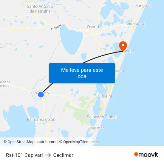 Rst-101 Capivari to Ceclimar map