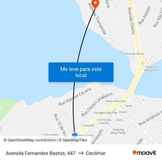 Avenida Fernandes Bastos, 447 to Ceclimar map