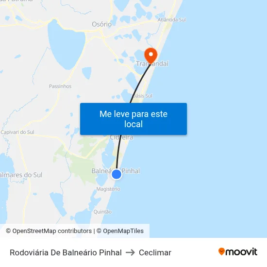 Rodoviária De Balneário Pinhal to Ceclimar map