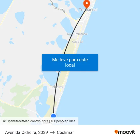 Avenida Cidreira, 2039 to Ceclimar map