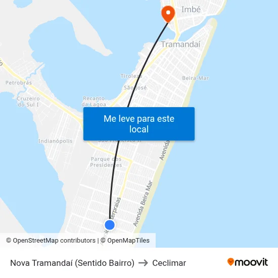 Nova Tramandaí (Sentido Bairro) to Ceclimar map