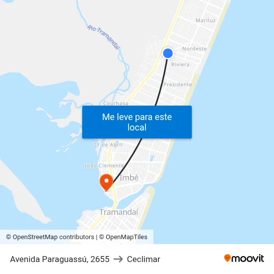 Avenida Paraguassú, 2655 to Ceclimar map