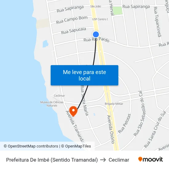 Prefeitura De Imbé (Sentido Tramandaí) to Ceclimar map
