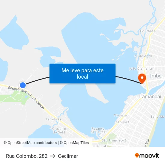 Rua Colombo, 282 to Ceclimar map