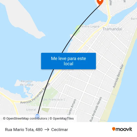 Rua Mario Tota, 480 to Ceclimar map
