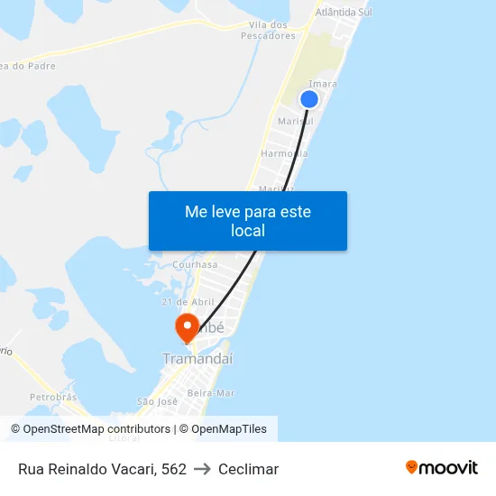 Rua Reinaldo Vacari, 562 to Ceclimar map