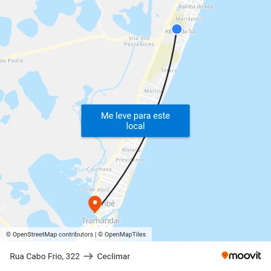 Rua Cabo Frio, 322 to Ceclimar map