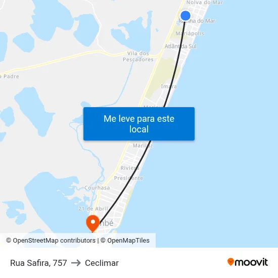 Rua Safira, 757 to Ceclimar map