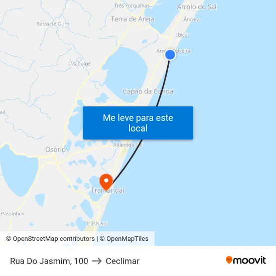 Rua Do Jasmim, 100 to Ceclimar map