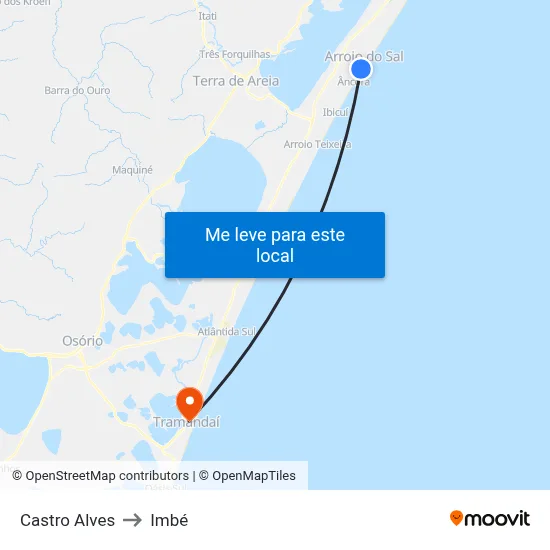 Castro Alves to Imbé map