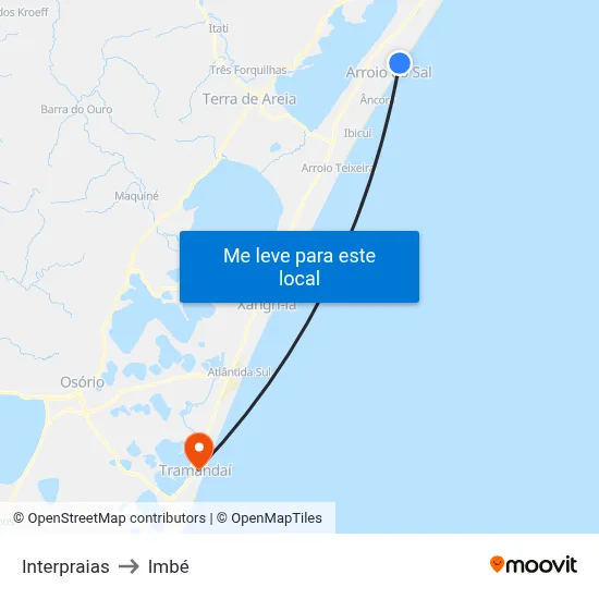 Interpraias to Imbé map