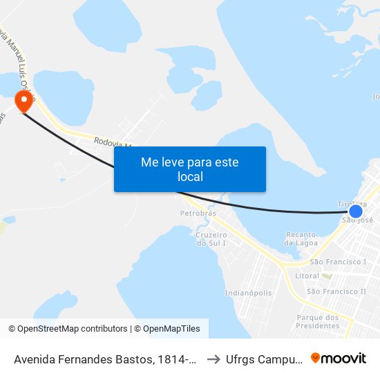 Avenida Fernandes Bastos, 1814-1888 - Rodoviária De Tramandaí to Ufrgs Campus Litoral Norte map