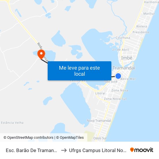 Esc. Barão De Tramandaí to Ufrgs Campus Litoral Norte map