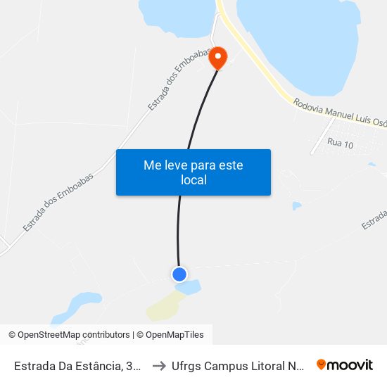 Estrada Da Estância, 3981 to Ufrgs Campus Litoral Norte map