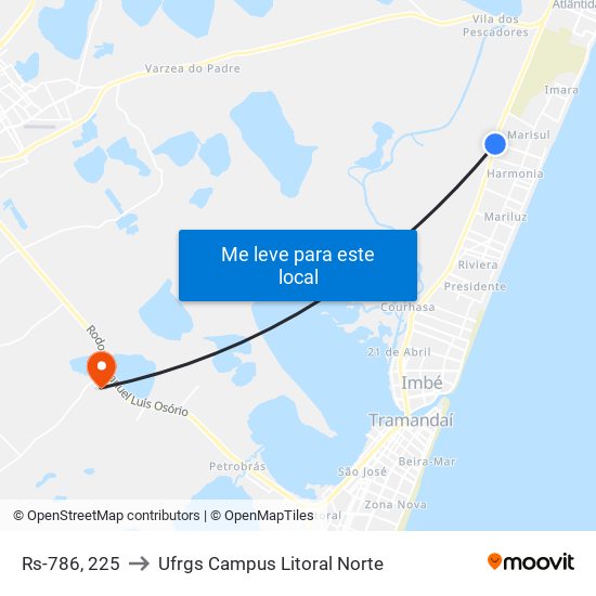 Rs-786, 225 to Ufrgs Campus Litoral Norte map