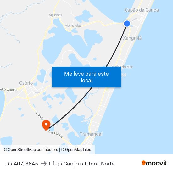 Rs-407, 3845 to Ufrgs Campus Litoral Norte map