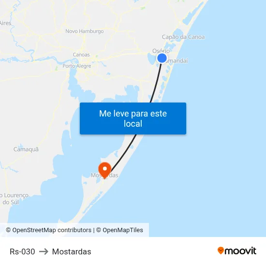 Rs-030 to Mostardas map